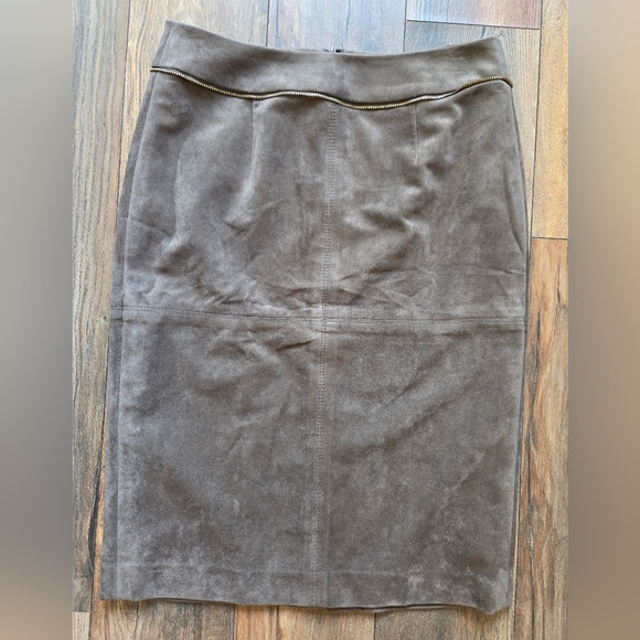 "Suede" Calvin Klein Taupe Brown Skirt - Picture 1 of 7
